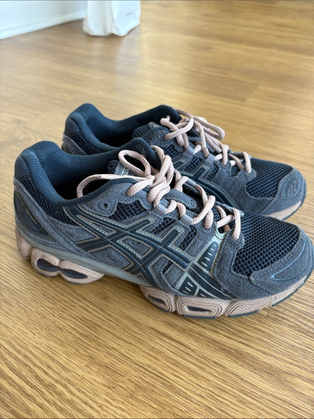 ASICS Navy Sneakers with Pale Blush Accents